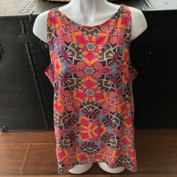 Kenar  Geometric Colorful Sleeveless Top 70's Vibe Large - Picture 1 of 5